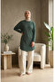 Comfortable Cut Striped Seasonal Tunic Plus Size No Showersigning Effect 8778-04 Green - 2