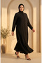 Large Size Geometric Patterned Buhara Fabric Ferace 6375-07 Black - 2