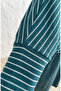 Comfortable Cut Striped Seasonal Tunic Plus Size No Show through 8778-02 Petrol - 5