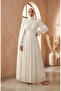 Pleated Chiffon Hijab Evening Dress 6395-06 White