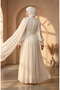 Pleated Chiffon Hijab Evening Dress 6395-06 White - 5