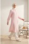 Buttoned Muslin Shirt Long Tunic 0362-08 Pink - 2
