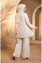 Stylish Draped Crepe Fabric Hijab Tunic 1121-01 Cream - 5