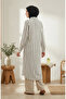 Shirt Collar Striped Linen Long Tunic 0354-06 Black White - 7
