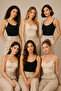 Women's 6-Piece Thin Strap Bamboo Breathable Flexible Undershirt Black-Tan