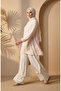Stylish Draped Crepe Fabric Hijab Tunic 1121-01 Cream - 2