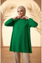 Stylish Draped Crepe Fabric Hijab Tunic 1121-03 Green - 3