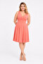 Women's Plus Size, Pomegranate, Wrap Collar, Back Waist Elastic Detailed Dress 65N39619 - 4