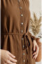 Button Detailed Hijab Double Set 2301-03 Taba - 4