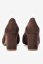 Women's Suede Heeled Shoes Square Toe Thick Heel Savel Brown - 4