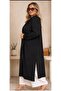 Plus Size Sandy Slit Stylish Long Belted Cardigan - 2
