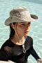 Mesh Detailed Tied Bucket Hat 05 Dark Beige - 2
