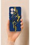Oppo Reno 13F Compatible Yellow Navy Blue Ivy Patterned Silicone Case