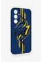 Samsung A35 Compatible Yellow Navy Blue Ivy Patterned Silicone Case - 3