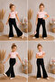 2-Piece Girls' Stone Detailed Spanish Flare Pants – Beige & Black - 2