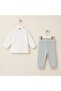 Duck Embroidered Corduroy Baby Set - Top and Bottom - 3