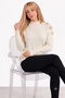 Women's Shellfish Starfish Detailed Crew Neck Knitwear Sweater Ecru - 5
