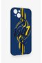 Yellow Navy Blue Ivy Pattern Silicone Case Compatible with iPhone 14 Plus/15 Plus - 4