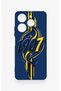 Tecno Spark 10 Pro Compatible Yellow Navy Blue Ivy Patterned Silicone Case - 2