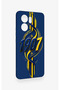 Oppo Reno 13F Compatible Yellow Navy Blue Ivy Patterned Silicone Case - 3