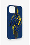 iPhone 13 Compatible Yellow Navy Blue Ivy Patterned Silicone Case - 3