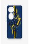 Vivo V40 Compatible Yellow Navy Blue Ivy Patterned Silicone Case - 2