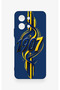 Vivo Y28 Compatible Yellow Navy Blue Ivy Patterned Silicone Case - 2