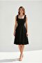 Square Neckline Straps Midi Flared Evening Dress Lined Non-See-Through Wedding Party Dress - 2