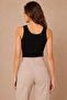 Women's 2-Piece Thick Strap Bamboo Breathable Flexible Undershirt Black-White - 6