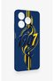 Realme C63 Compatible Yellow Navy Blue Ivy Patterned Silicone Case - 2