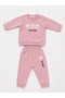 Cute Rabbit Printed Tracksuit Set - Powder Pink - 2
