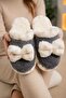 Women'S, Plush Home Slippers, Soft Furry, Bowknot, Comfortable Winter Home Slippers