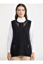 Zippered Wool Knitwear Vest with Embroidery Detail - Black - 3