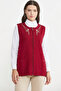 Zippered Wool Knitwear Vest with Embroidery Detail - Red - 6