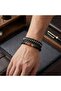 Black Leather and Matte Onyx Natural Stone 2-Piece Combination Men's Bracelet Set