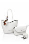 Women's Premium Hand & Shoulder Bag with Inner Bag and Adjustable Strap, Detailed with Scarf Decoration. Size: 32 X 24 cm