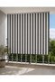 Gray White Balcony Curtain with Top Cornice, Lace-Up, Sun and Wind Protection Outdoor Curtain