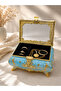 Mirrored Jewelry Box Gold Embellished Decorative Jewelry Box with Compartments - 5