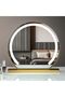 Large Vanity Makeup Mirror with Light, 50x50cm Round LED Vanity Mirror, Rechargeable & Plug-in, 3 Color Lighting, 360° Rotation, Touch Control Makeup Mirror for Desktop (gold) - 5