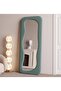 Wavy Arched Full Length Floor Mirror, 63"x24" Standing or Wall Mounted Body Mirror for Bedroom Dressing Room, Blue Flannel Frame (Blue, 160x60cm) - 3