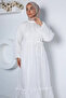 Self-patterned waist-tied hijab dress - 5