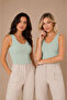 Women's 2-Piece Supported Thick Strap Cotton Modal Camisole Undershirt Green