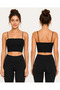 Women's Thin Strap Ribbed Crop Bustier Seamless Stretchy Casual Sports Tank Top