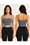 Women's Thin Strap Ribbed Crop Bustier Seamless Stretchy Casual Sports Tank Top