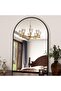 24"x36" Arch Bathroom Mirror, Wall Mounted Mirror, Black Vanity Wall Mirror w/Metal Frame for Bedroom, Entryway, Living Room (Black, 60x90cm) - 2