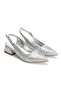Women's Silver Open-Back Thick Heeled Patterned Evening Dress Shoes - 3