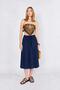 Women's Navy Blue 8155 Waist Gathered Long Skirt