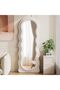 VPHOME Cloud Shaped Wavy Arched Floor Mirror with Flannel Frame, 63"x24" Full Length Freestanding or Wall Mounted Standing Mirror for Bedroom Living Room, White (160x60cm) - 3