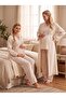 New Season Light Beige Muslin Fabric Double-Breasted Tie-Up Nursing Feature Special Design Long Sleeve 100% Cotton Maternity Pajama Set - 2