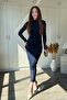 Drapeli Jacquard Sleeve Detailed Glitter Tulle Dress - 2
